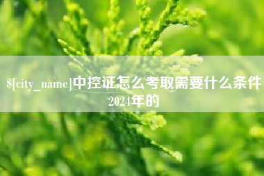 普洱中控证怎么考取需要什么条件2024年的